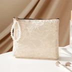 Lace Cosmetic Pouch Pearl Chain Makeup Travel Bag Organizer Cosmetic Travel Pouch Richie's Apricot-L