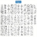 32pcs Christmas Cartoon Bookmarks Minimalist Line Art DIY Set Christmas Bookmarks Richie's 32pcs