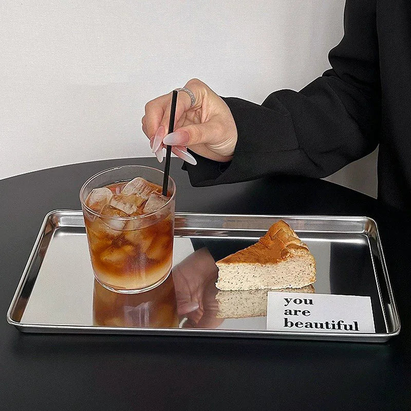 Nordic Stainless Steel Rectangular Dessert & Cake Serving Tray Serving Tray Richie's