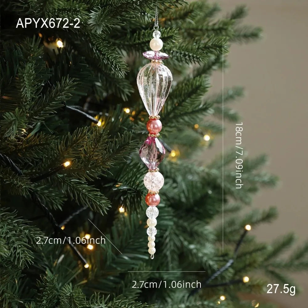 Acrylic Christmas Tree Pendant with Faux Pearl Drop Ornament Christmas Tree Ornament Richie's 8
