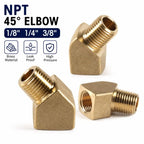 Brass NPT 45° Elbow Fitting 1/8 1/4 3/8 Female to Male Brass Pipe Fitting Richie's
