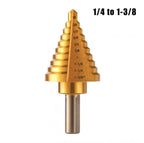 HSS Titanium Step Drill Bit 5–35mm 13-Step Cone Wood Cutter Step Drill Bit Richie's SAE gold