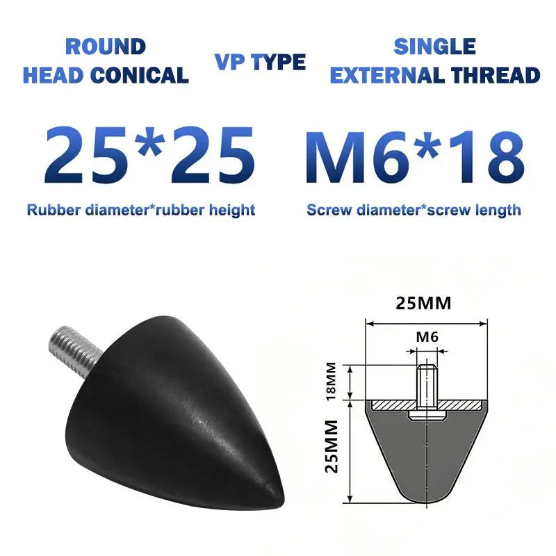 VP Type Conical Rubber Shock Absorber Buffer Pad 2pcs Rubber Shock Absorber Richie's 25x25 2pcs
