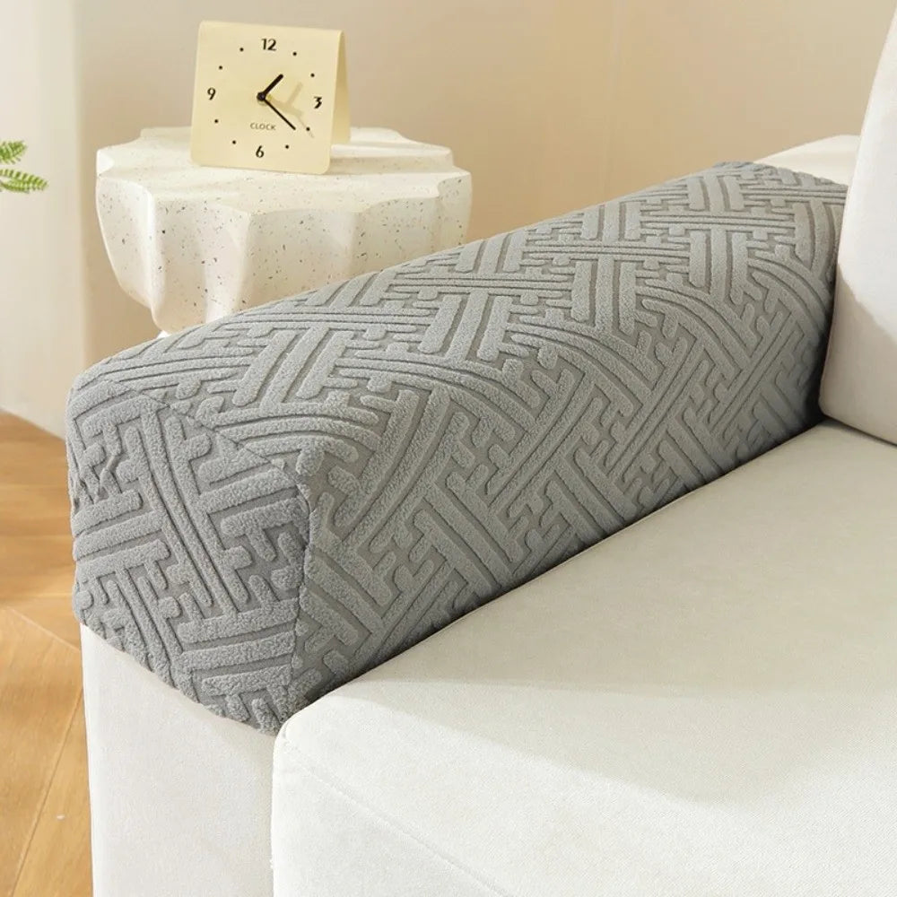 Stretch Sofa Armrest Cover Jacquard Anti-Slip Couch Arm Protector Sofa Armrest Cover Richie's Grey