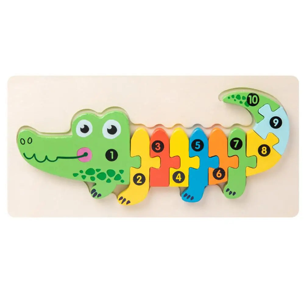 Wooden 3D Jigsaw Puzzle for Toddlers – Animals & Vehicles Wooden Kids Puzzle Richie's Crocodile