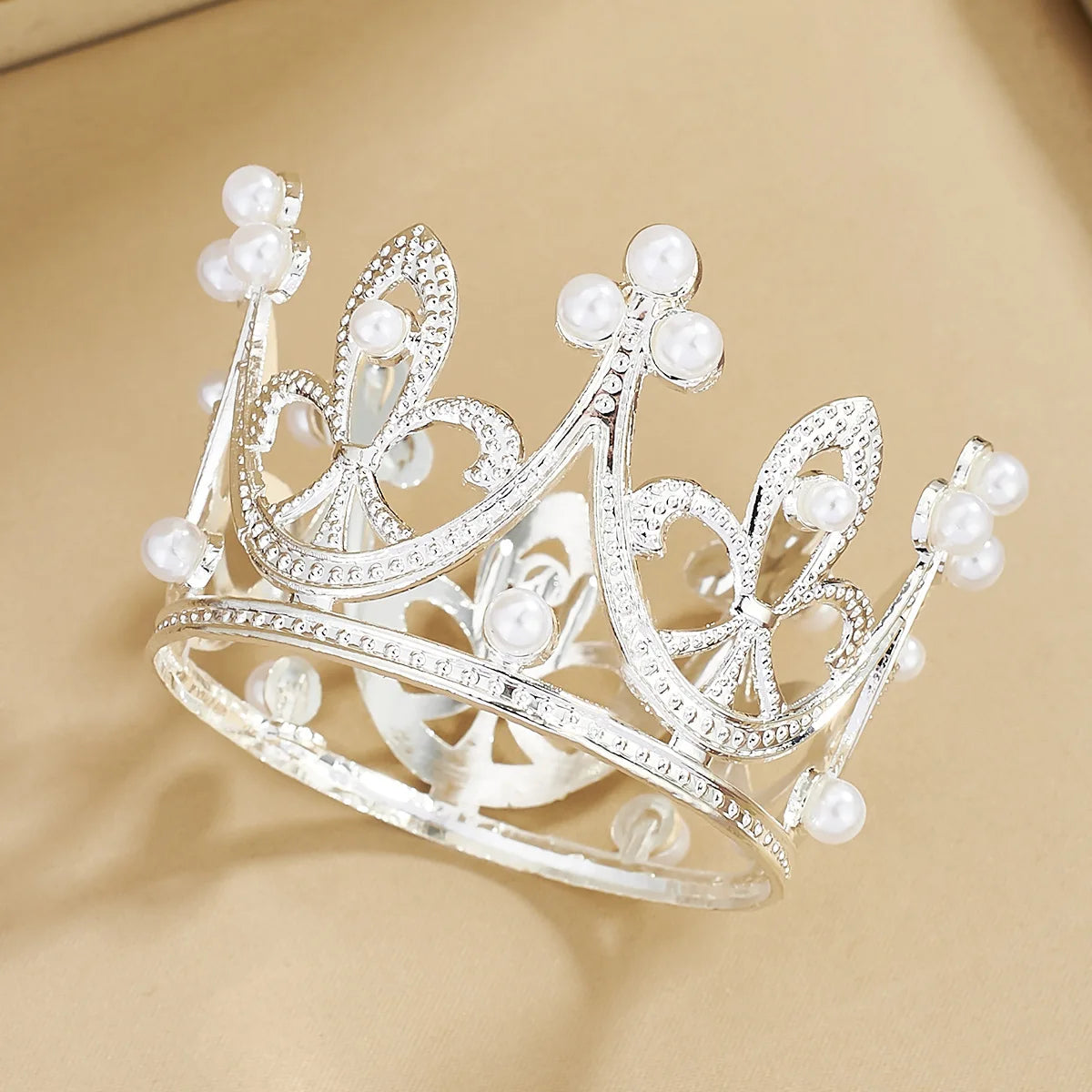 Mini Pearl Crown Cake Topper – Gold, Silver & Rose Gold Metal Cake Topper Richie's Silver