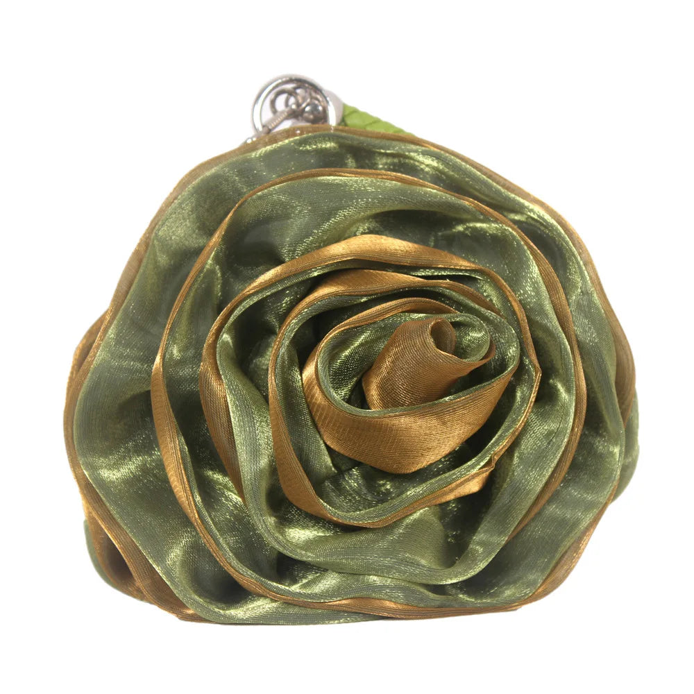 Vintage Floral Rose Evening Clutch Bag | Bridal Wedding Purse Evening Clutch Bag Richie's army green