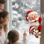 Peeping Santa & Kitten Static Cling Window Sticker | Reusable Xmas Christmas Window Sticker Richie's