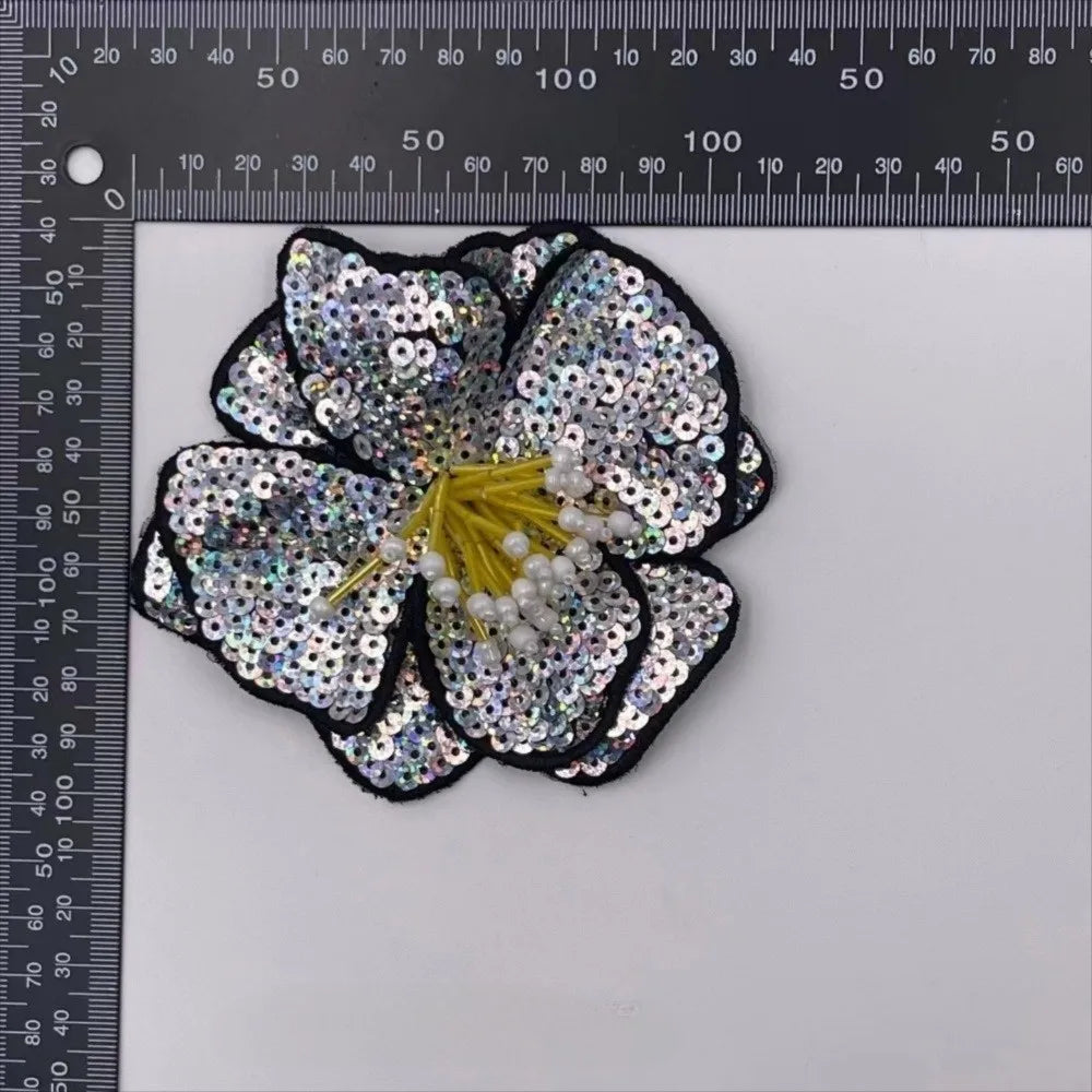 3D Handmade Beaded Flower Sew-On Patch – Colorful Sequin Applique Sew-On Applique Patch Richie's