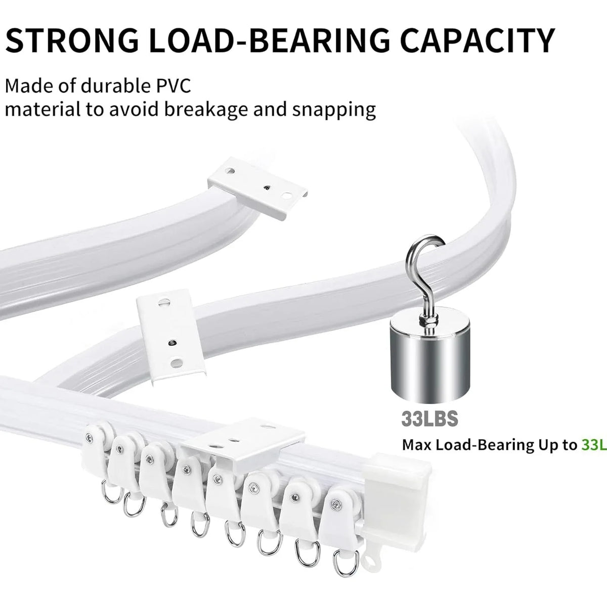 Flexible Bendable Curtain Track – Ceiling or Wall Mount 1m Curtain Track Rail Richie's