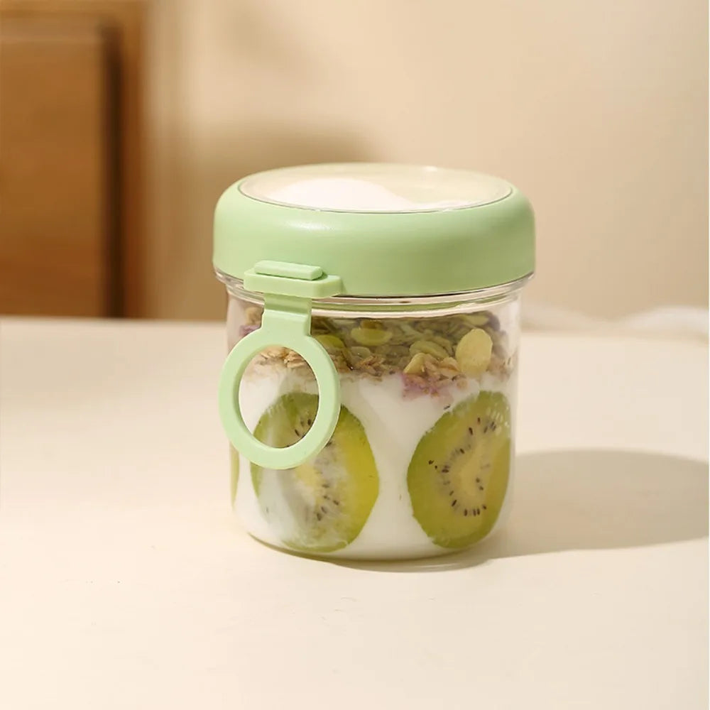 Overnight Oats Jars with Lids & Spoons | Double Seal Cup Food Storage Jar Richie's green 1