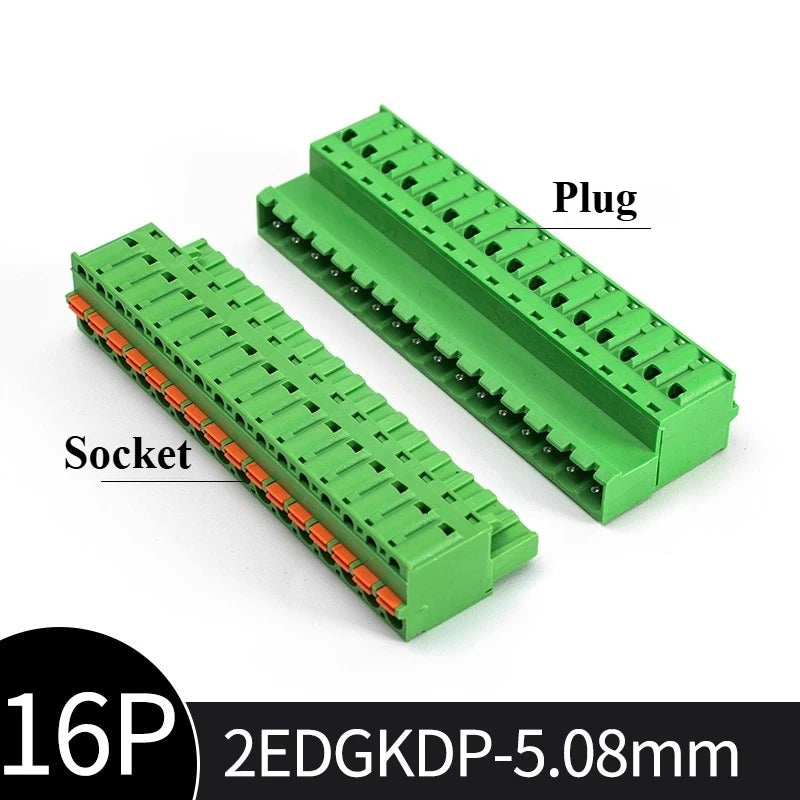 Spring-Press Plug-In Terminal Block 5.08mm 2–24P | 2EDGKD Set Terminal Block Connector Richie's 16P Plug and socket set