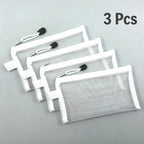 3-Pack Transparent Nylon Mesh Zipper Pouches | Multi-Use Storage Mesh Zipper Pouches Richie's White 3 Pcs