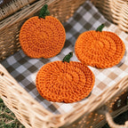 3-Pack Handmade Crochet Pumpkin Coasters | Fall Table Décor Crochet Coaster Set Richie's