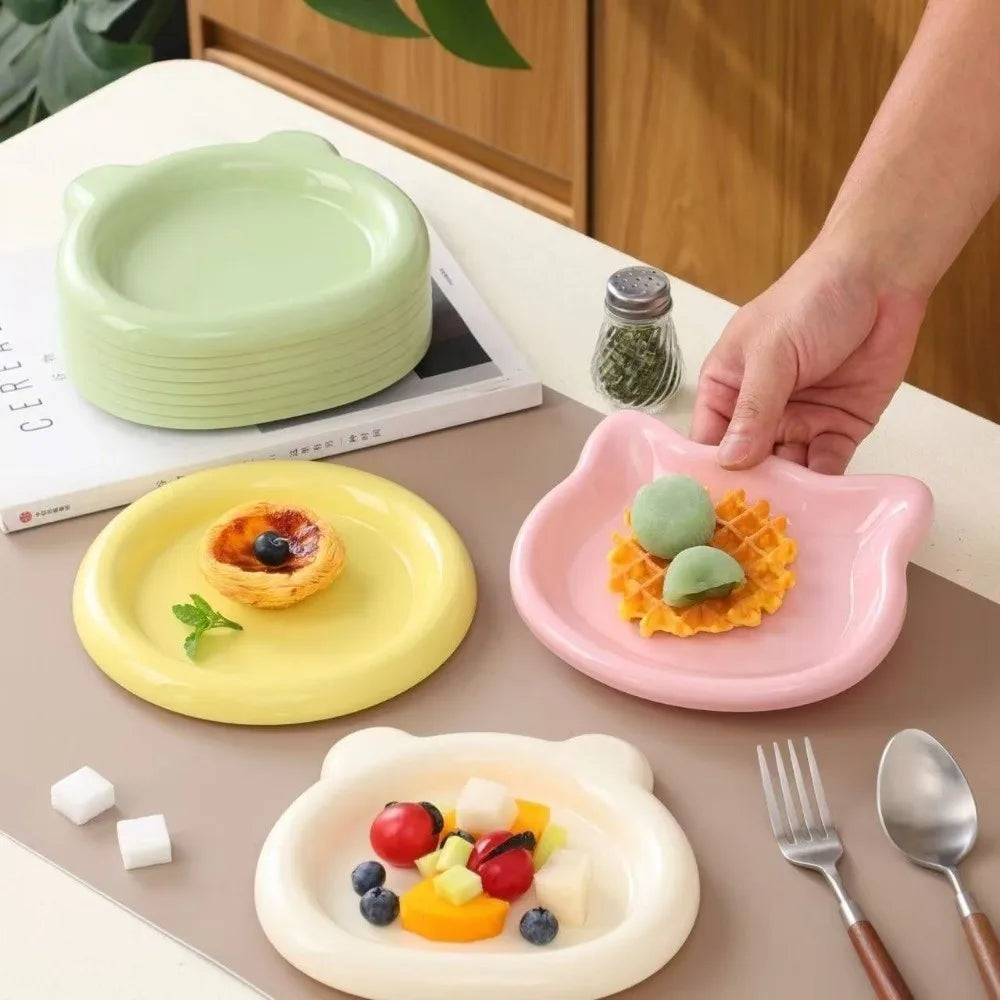 Cute Bear PP Plastic Cat & Puppy Food Bowl | Anti-Tip Dish Pet Food Bowl Richie's