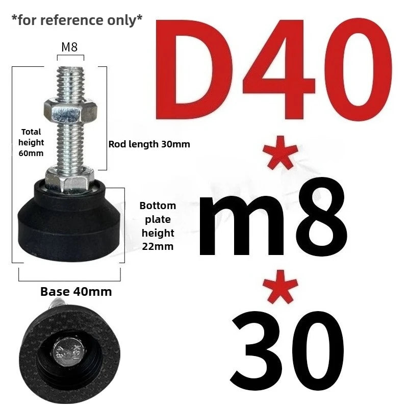 4pcs Adjustable Leveling Feet M5-M12 Nickel Plated Nylon Base Adjustable Leveling Feet Richie's D40xM8x30 4pcs