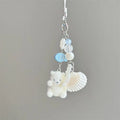 Flocked Polar Bear Shell Keychain Pendant | Cute Animal Keyring Animal Keychain Pendant Richie's A1