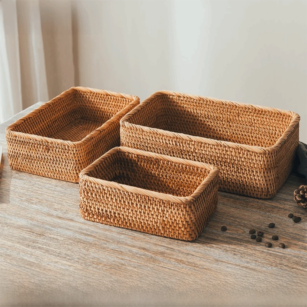 Handwoven Rattan Storage Basket | Desktop & Kitchen Organizer Rattan Storage Basket Richie's