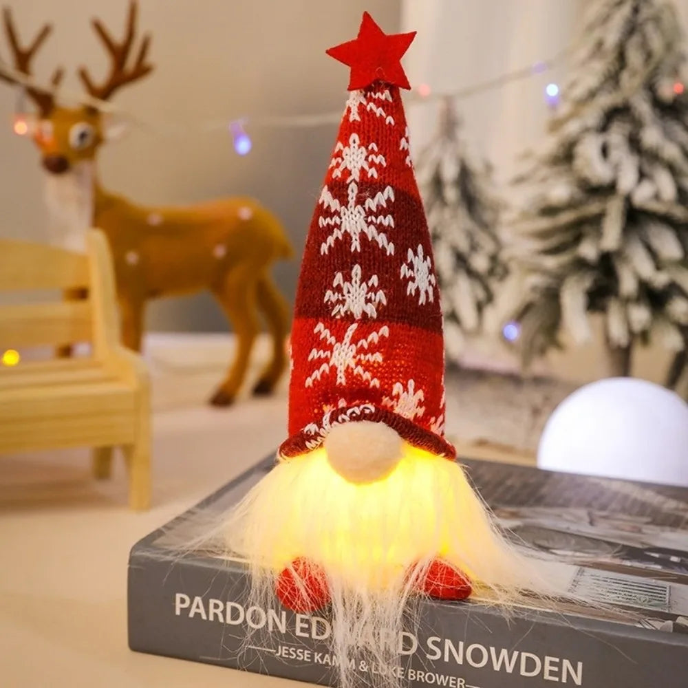 Christmas Gnome Decoration Doll – Glowing Holiday Cloth Figure Christmas Gnome Decoration Richie's Short Red