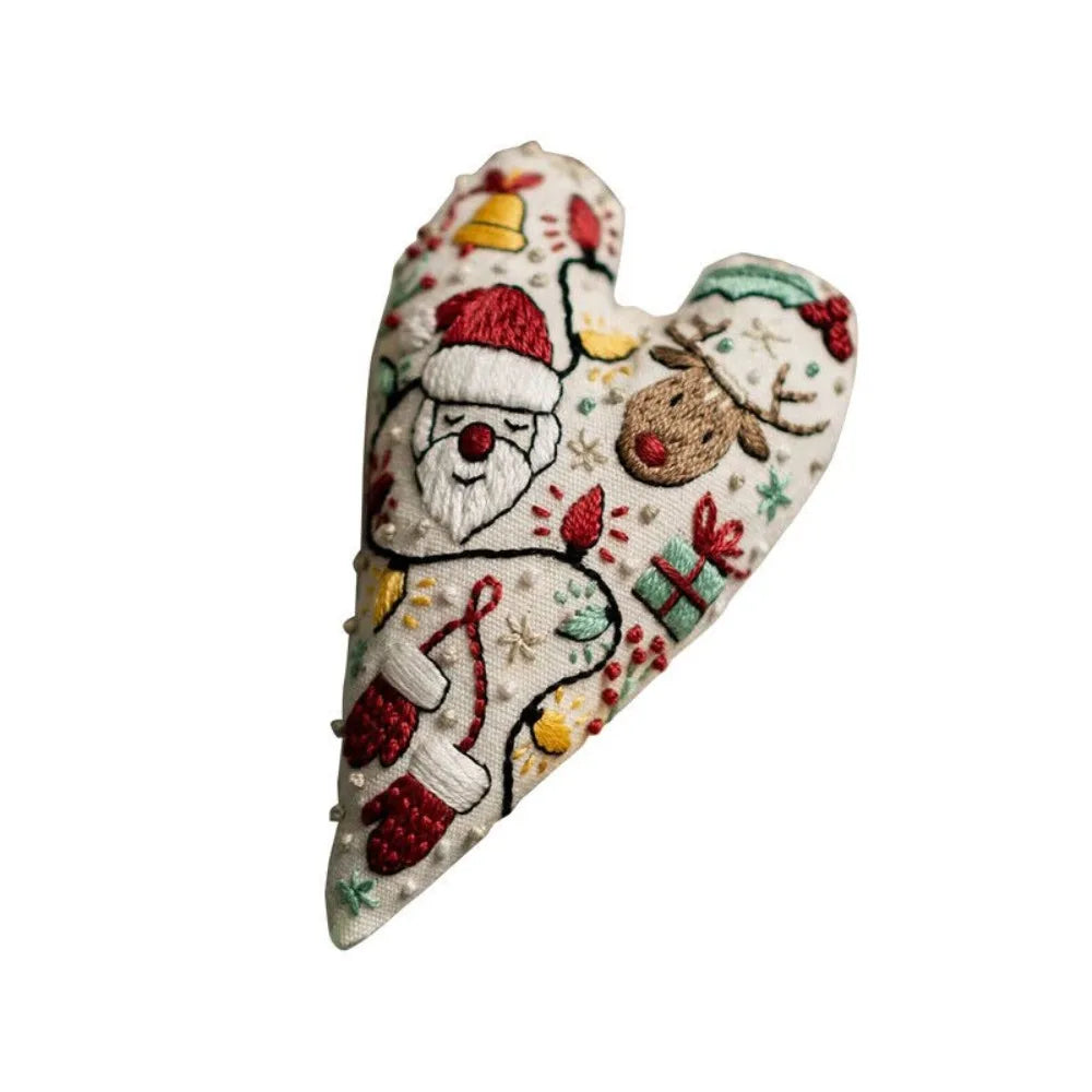 Heart Christmas Embroidery Kit – DIY Cross Stitch Ornament Embroidery Craft Kit Richie's