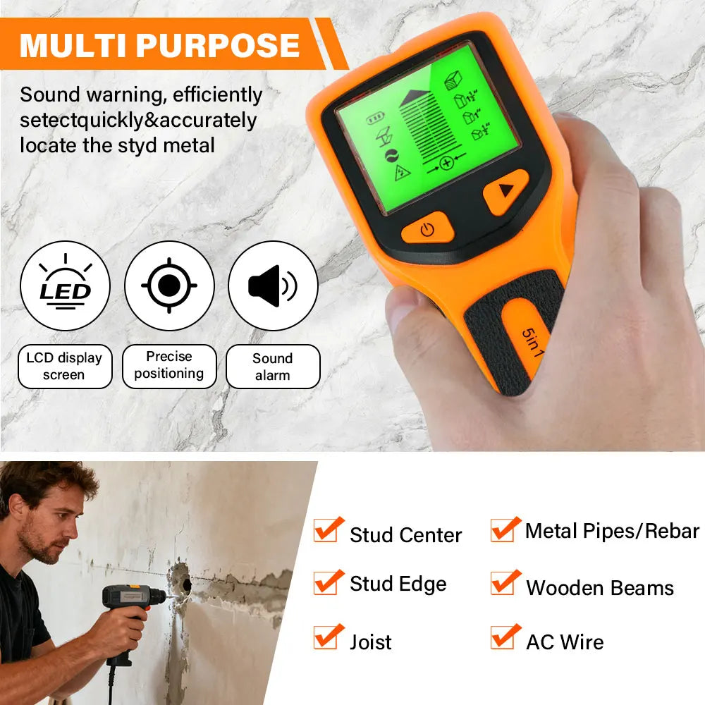 5-in-1 Wall Stud Detector – Wood, Metal & AC Wire Scanner Wall Stud Finder Richie's