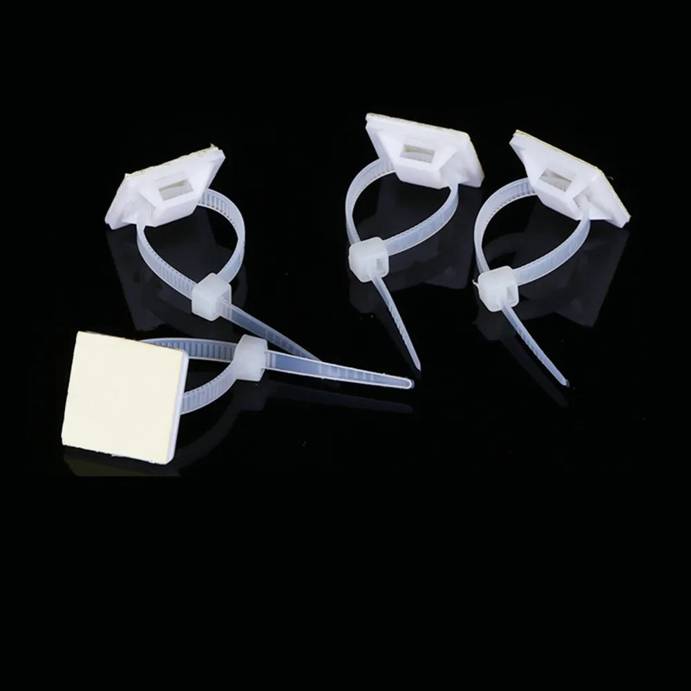 Self-Adhesive Cable Tie Mount Clips White Plastic 20–40mm Cable Management Clips Richie's