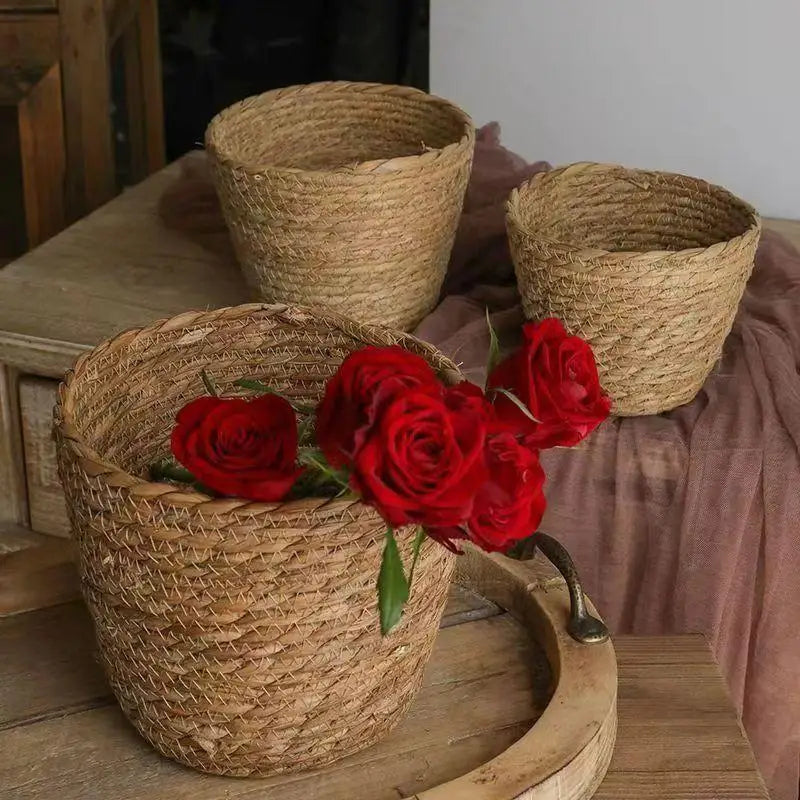 Handwoven Wicker Flower Pot Basket – Natural Rattan Planter Wicker Plant Basket Richie's