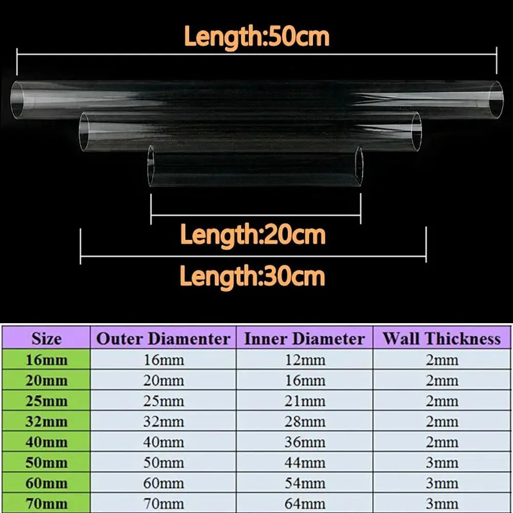 Clear Acrylic Tube for Aquarium & DIY – 20/50cm Multiple Sizes Acrylic Aquarium Tube Richie's