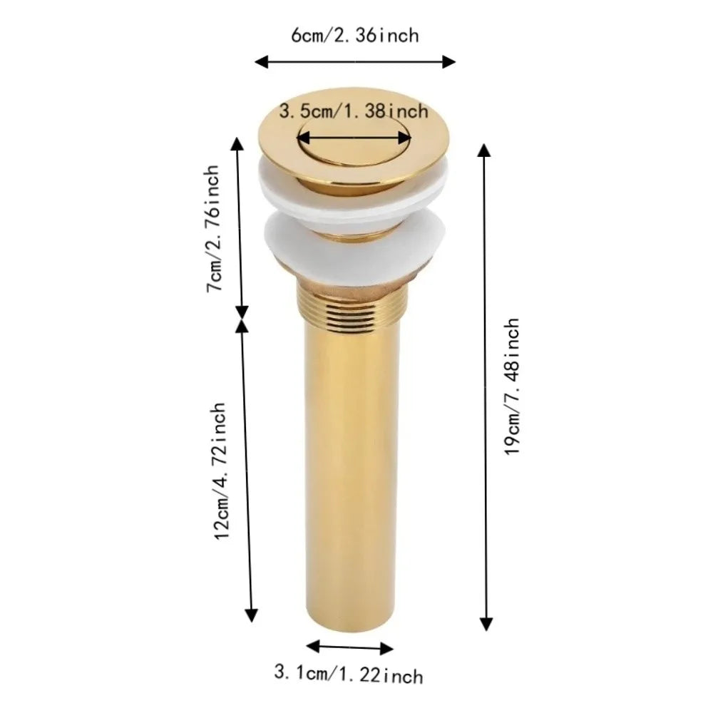 Gold Brass Flap Basin Drain – Anti-Clog Polished Finish Basin Sink Drain Richie's