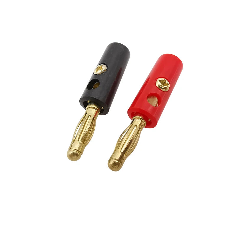 10Pcs 4mm Gold-Plated Banana Plug Solderless Screw Connector Set Banana Plug Connector Richie's