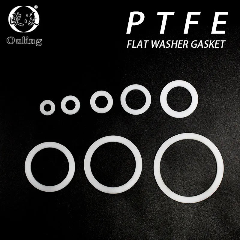 PTFE Teflon Flat Gasket Washer M4–M57 | 1–3mm Seal Ring PTFE Gasket Washer Richie's
