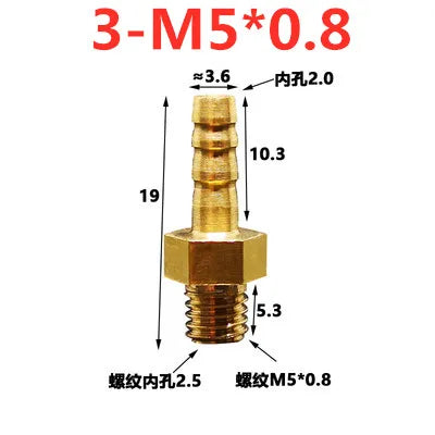 Brass Barb Hose Fittings Male Metric M5 M6 M8 Thread Connector Brass Pipe Fitting Richie's 3mm to M5x0.8