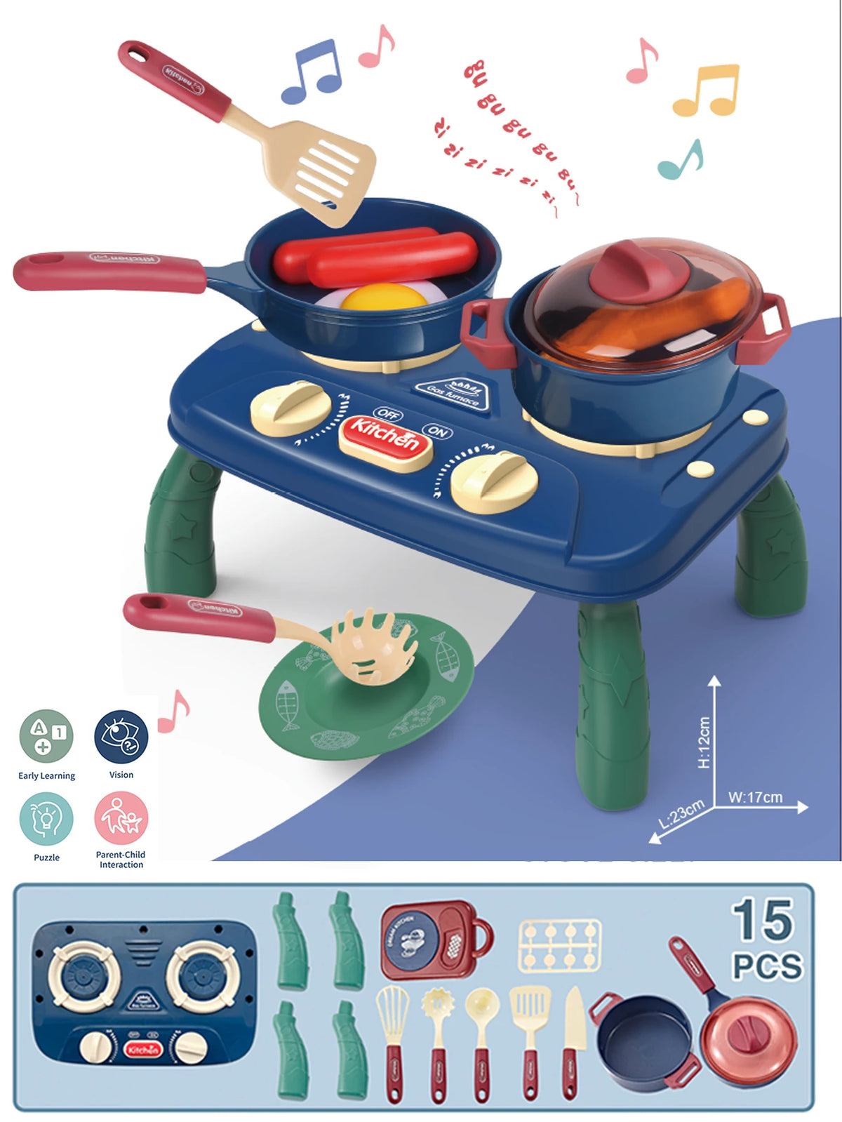 Kids Kitchen Pretend Play Set – Stove Toy with Lights & Sound Pretend Play Kitchen Richie's