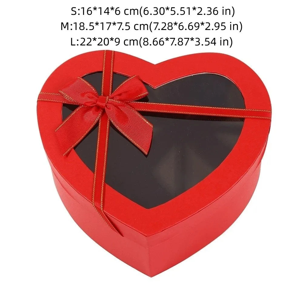 Heart-Shaped Gift Box with Bowknot & Clear Lid – 3 Sizes Gift Packaging Box Richie's