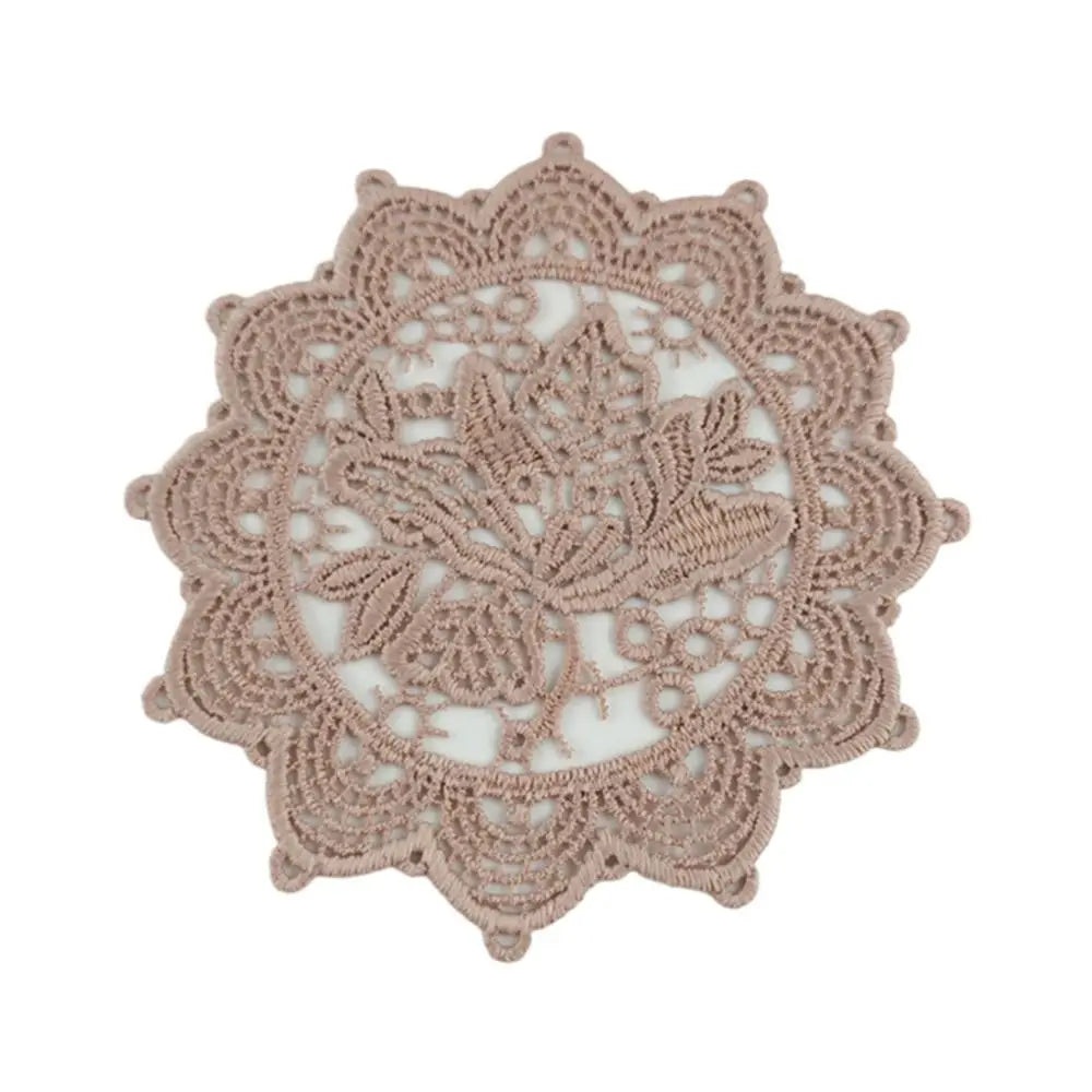 Lace Embroidered Round Coaster – Retro Vintage Cloth Dining Mat Embroidered Coaster Richie's -Coffee-2 One Size