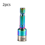 8mm Non-Magnetic Impact Socket CR-Mo Steel 1/4" Hex – 2pc Set Impact Socket Adapter Richie's Multicolor 2PCS
