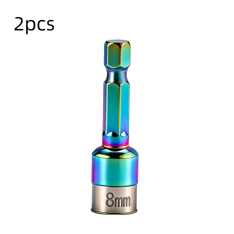 8mm Non-Magnetic Impact Socket CR-Mo Steel 1/4" Hex – 2pc Set Impact Socket Adapter Richie's Multicolor 2PCS