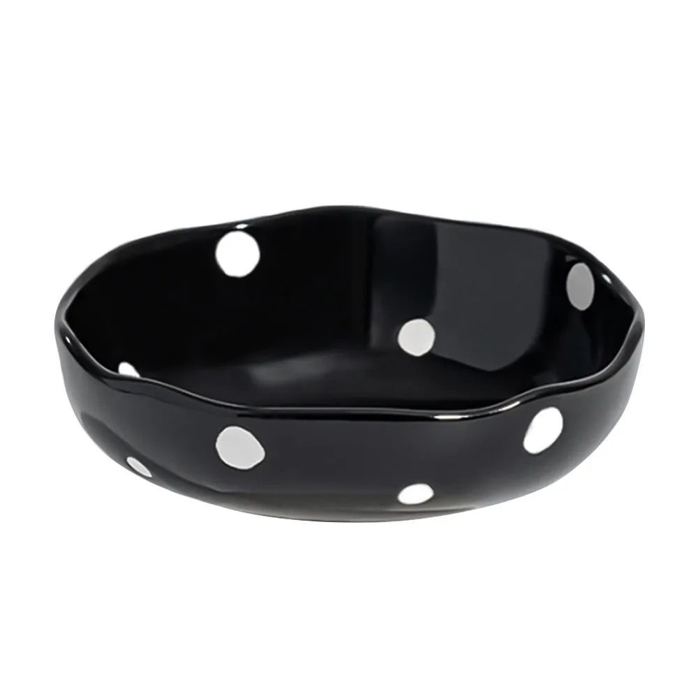Ceramic Slanted Cat Bowl | Mushroom Design, Anti-Knockover Ceramic Pet Bowl Richie's 1-Black
