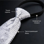 Sequin Necktie Cosplay Party Costume Tie – Silver Sparkle Costume Necktie Richie's