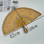 Handmade Natural Seaweed Straw Fan – Boho Semicircular Woven Fan Woven Decorative Fan Richie's B