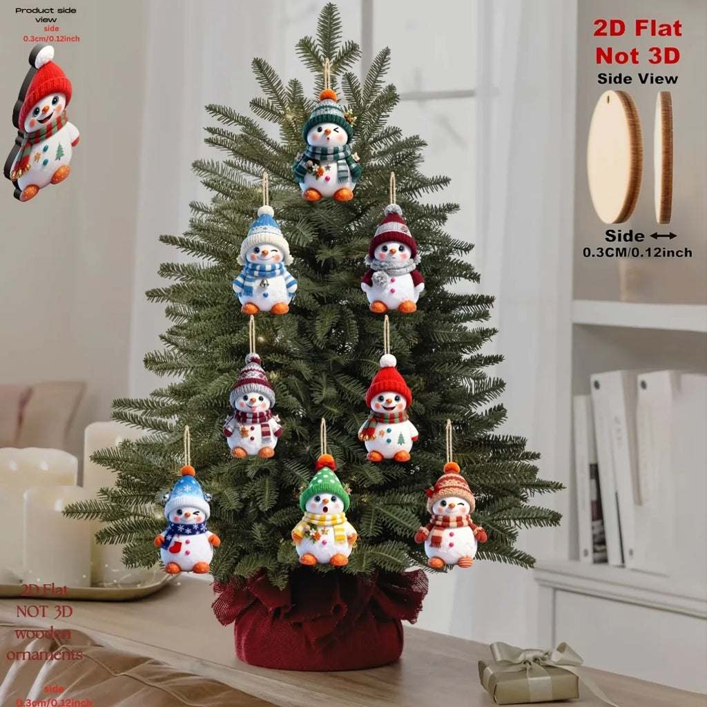 16pcs Wooden Snowman Christmas Tree Ornament Set | Xmas Décor Christmas Ornament Set Richie's