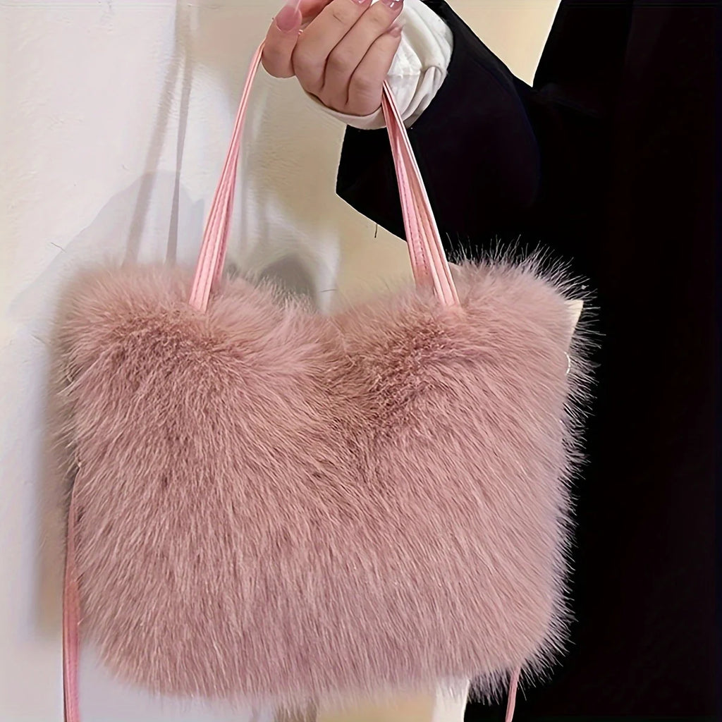Women's Faux Fur Crossbody Bag – Detachable Strap & Buckle Faux Fur Crossbody Bag Richie's