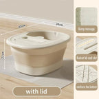 Foldable Foot Bath Tub with Lid | Space-Saving Soak Basin Foot Bath Basin Richie's Beige