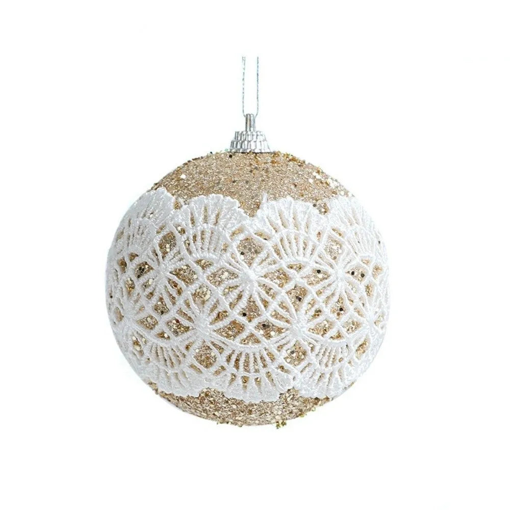8cm Lace Foam Christmas Ball Ornament | Xmas Tree Pendant Christmas Ornament Richie's