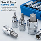 13pc Allen Key Hex Bit Socket Set 1/4" 3/8" 1/2" Drive CRV Steel Socket Wrench Set Richie's