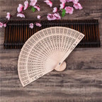 Wooden Folding Hand Fan – Carved Traditional Design, Wedding Favor Folding Hand Fan Richie's A