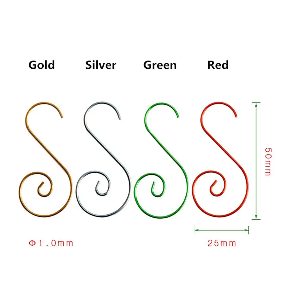 20-Pack S-Shaped Metal Christmas Ornament Hooks – 4 Colors Christmas Ornament Hooks Richie's