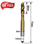 HSS Titanium Spiral Flute Thread Tap M3 M4 M5 M6 M8 Metric Thread Tap Richie's M6