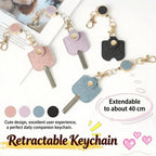 Retractable Faux Leather Keychain for Women | Gold Clasp Retractable Keychain Richie's
