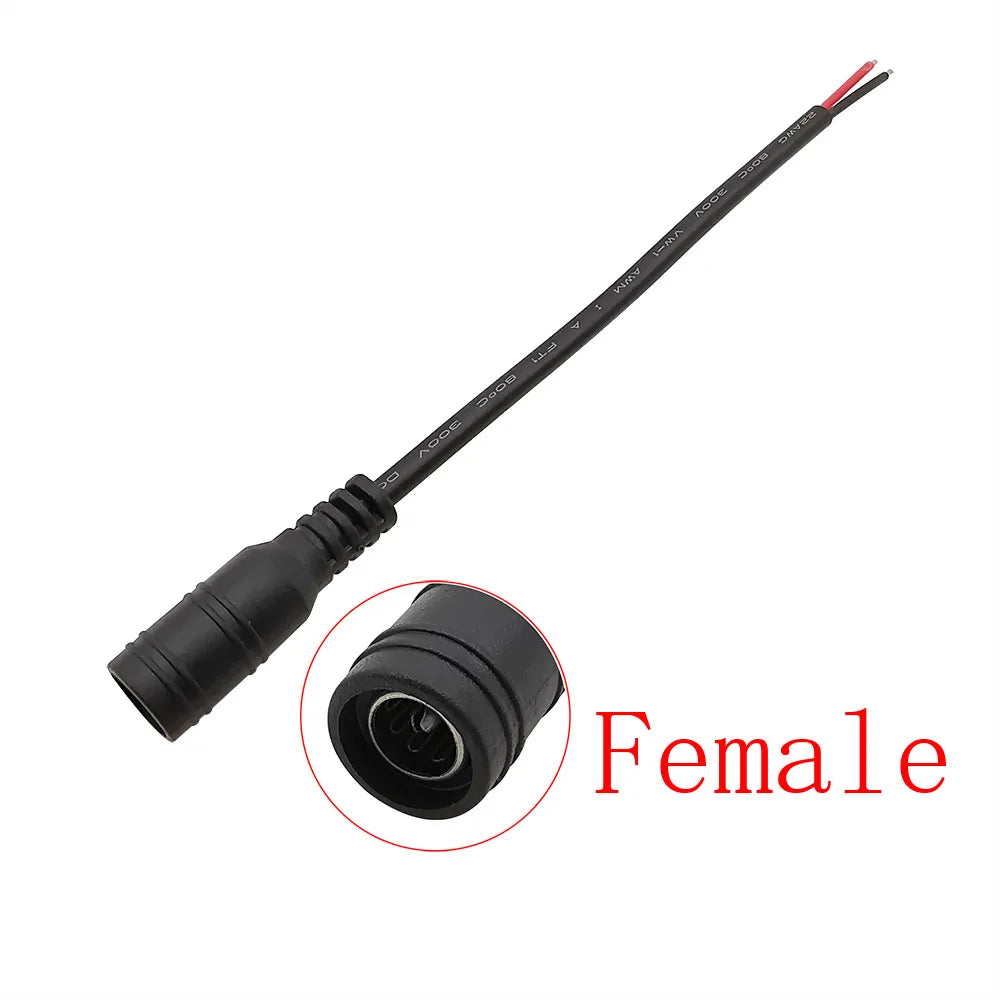 DC Power Pigtail Cable 5.5mm x 2.1mm Male Female Barrel Connector DC Power Connector Richie's